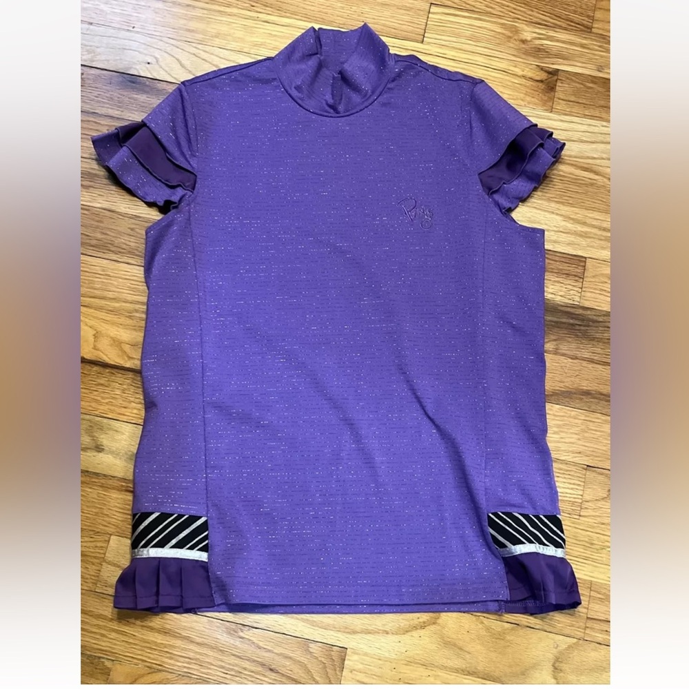 PING Golf Wear South Korea Purple Silver Sparkle Short Sleeve Shirt Korea M